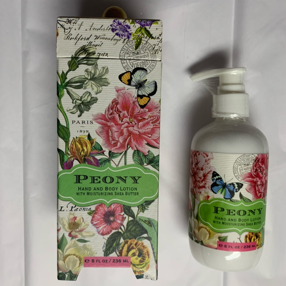 MICHEL DESIGN WORKS “Peony” HAND & BODY LOTION w/SHEA BUTTER! Pump Gift Boxed